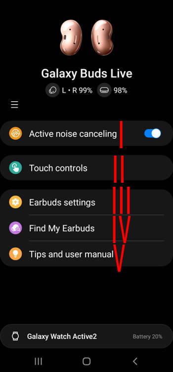Manage Galaxy Buds Live in Galaxy Wearable app