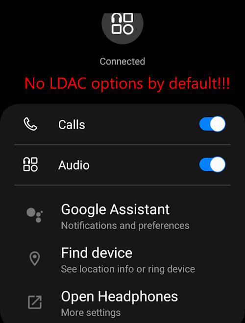 No LDAC codec options after connecting WF-1000XM4 and WF-1000XM5 to Galaxy S23.