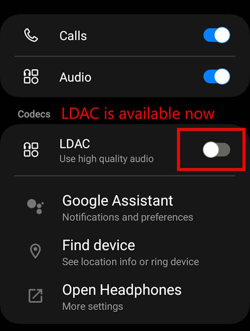 After prioritizing playback quality, you can find the LDAC option in Bluetooth settings.